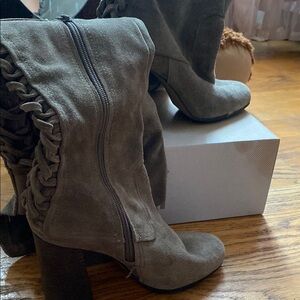Vince Camuto Gray Heeled Boots with Slouchy Design